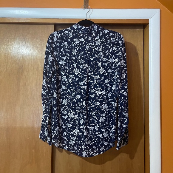 Express Navy Floral Portofino Shirt - Picture 2 of 3